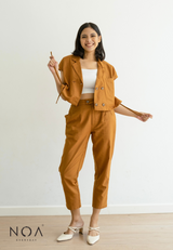 Best Price ~ ETSUKO Drawstring Linen Blazer Shirt - Brown