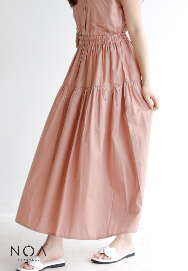 ERI Ruffle Long Skirt - Dusty Pink