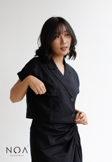 Deals ~ MIYU Linen Blazer Shirt - Black
