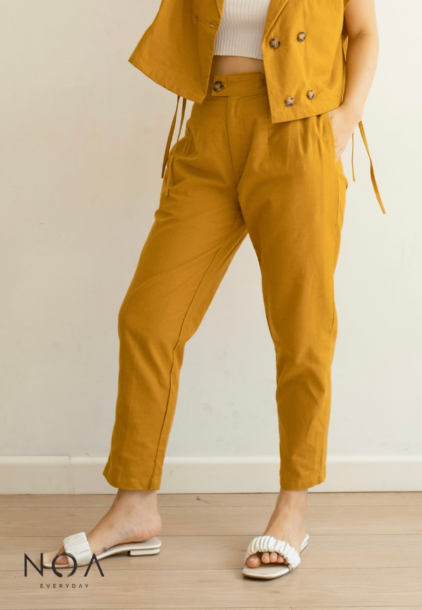 Best Price ~ ETSUKO Linen Long Pants - Mustard