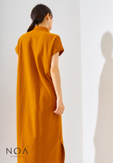 Deals  ~ MIRAI Collar Knitted Long Dress - Mustard