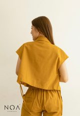 Best Price ~ ETSUKO Drawstring Linen Blazer Shirt - Mustard