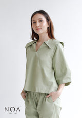 MAMIKO collar blouse - Green sage