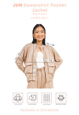 Best Price ~ JUN  Sweatshirt Pocket Crop Jacket - Mocca