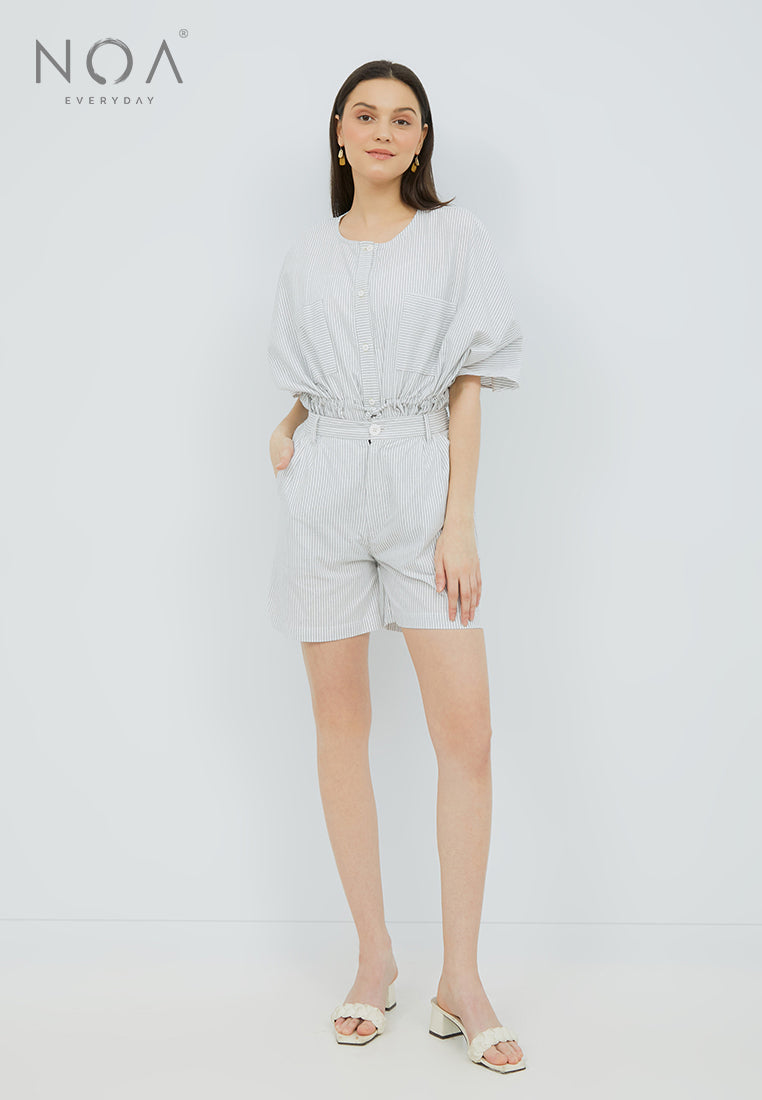 Best Price ~ SHIORI Linen Short Pants - Stripes White