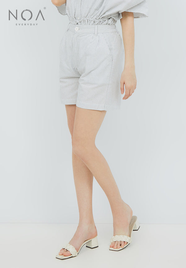 Best Price ~ SHIORI Linen Short Pants - Stripes White