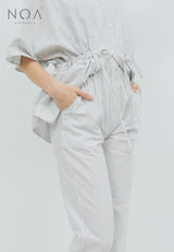 Best Price ~ SHIORI Linen Long Pants - Stripes White