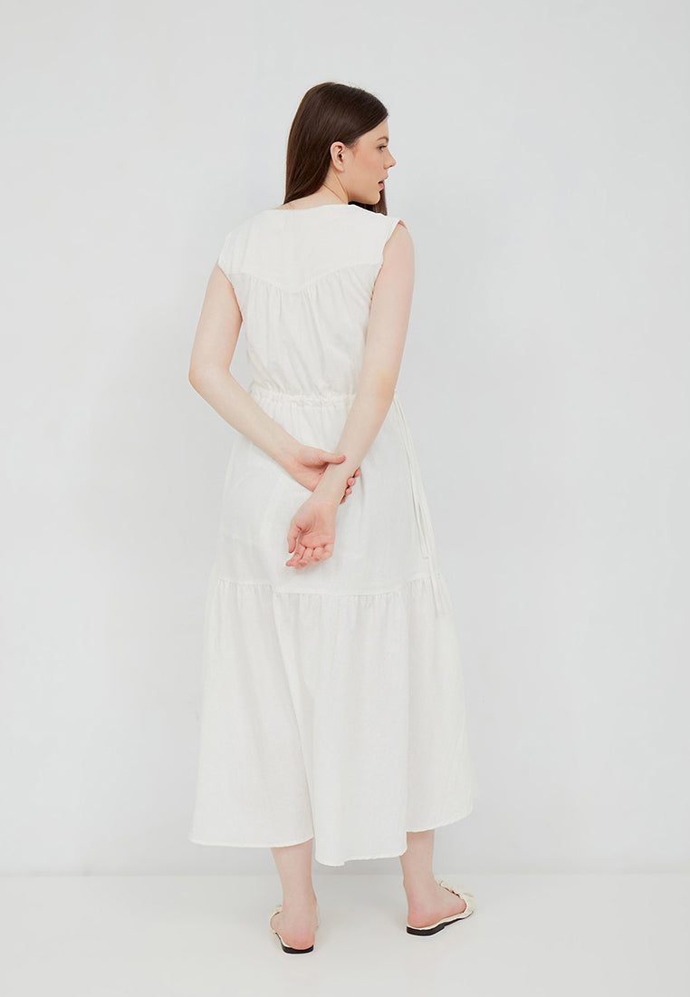 ARAMI V-NECK MAXI Dress - White
