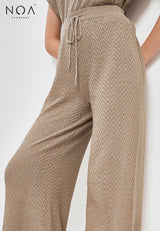 best price ~ MORIE Herringbone Knitted Long Pants - Mocca Brown