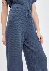 best price ~ MORIE Herringbone Knitted Long Pants - Blue Denim