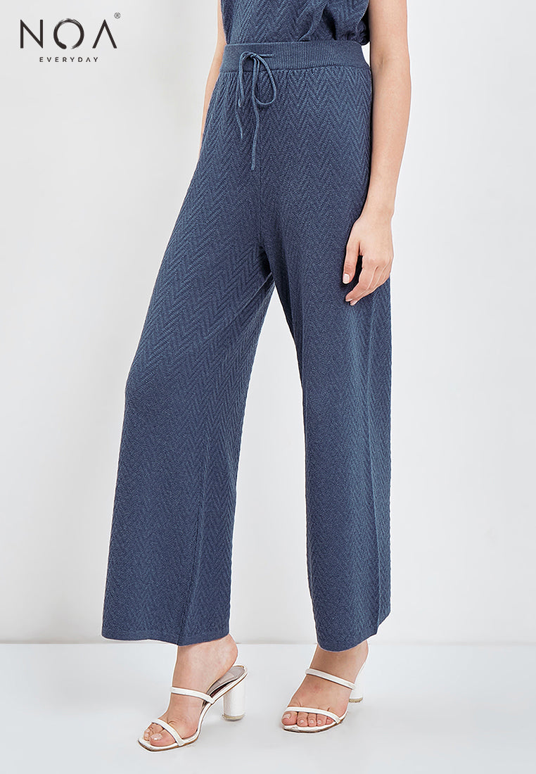 best price ~ MORIE Herringbone Knitted Long Pants - Blue Denim