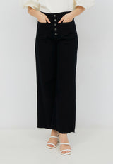 Sale ~ MARUMI Buttoned Culottes Jeans - Black