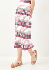 Best Price  ~ MAKO Color Stripe Knitted Midi Skirt - Fuchsia