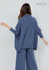 HANA Knitted Blouse - Denim Blue