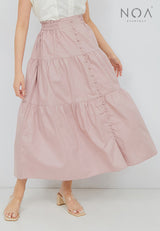 Deals ~ YUBI Linen Skirt With Button - Dusty Pink