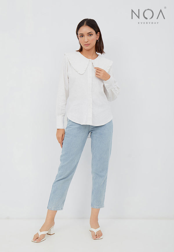 KIYOMI Frill Collar Shirt - White
