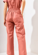 KIN Buttoned Culottes Linen Pants - Pink Rosee