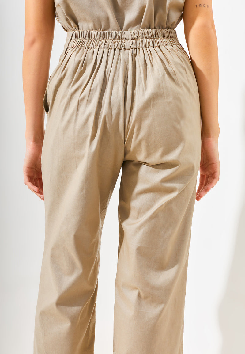 KIN Buttoned Culottes Linen Pants - Olive