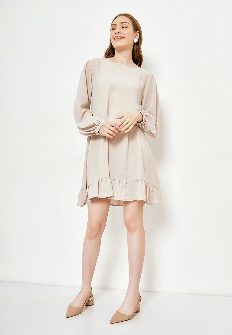 Best Price ~ SHINJU Long Puff Sleeves Dress - Cream