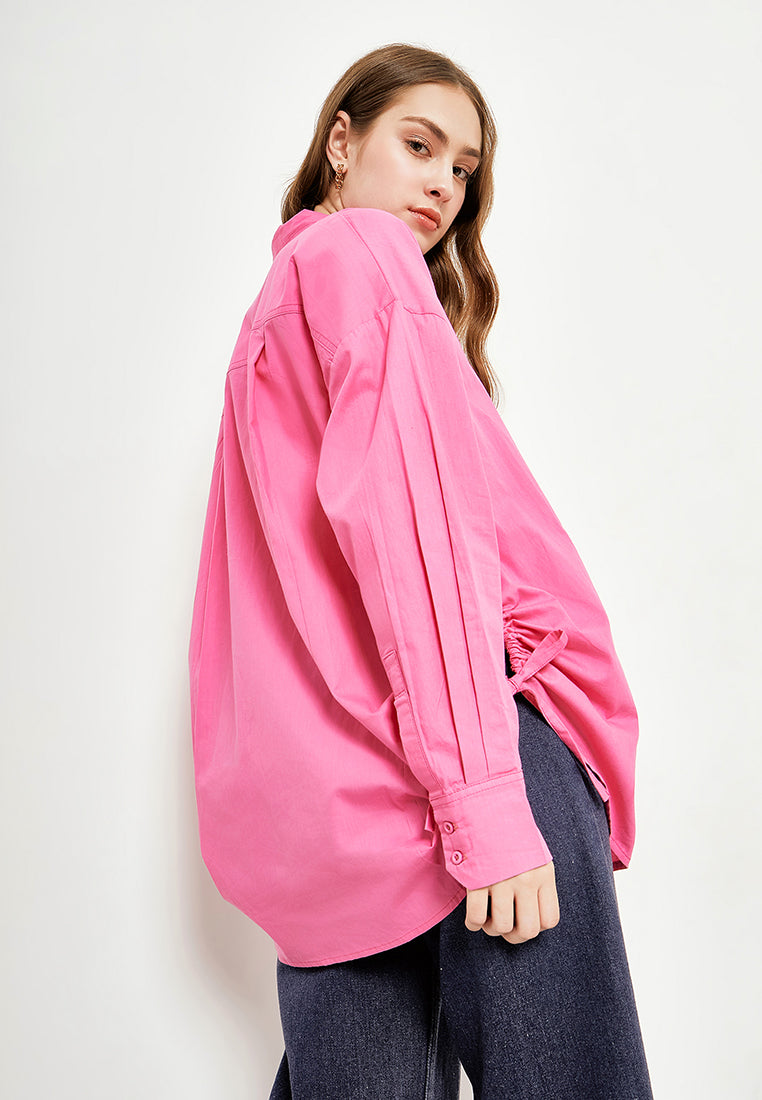 Best Price ~ RINKA Drawstring Oversized Shirt - Fuchsia