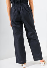 KIN Buttoned Culottes Linen Pants - Black
