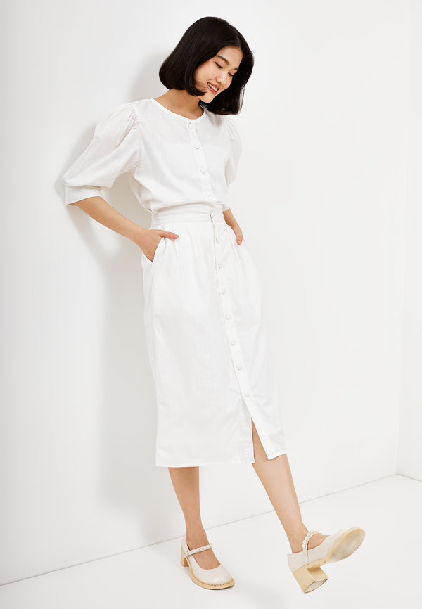 Best Price ~ WATTAN Buttoned Skirt - White