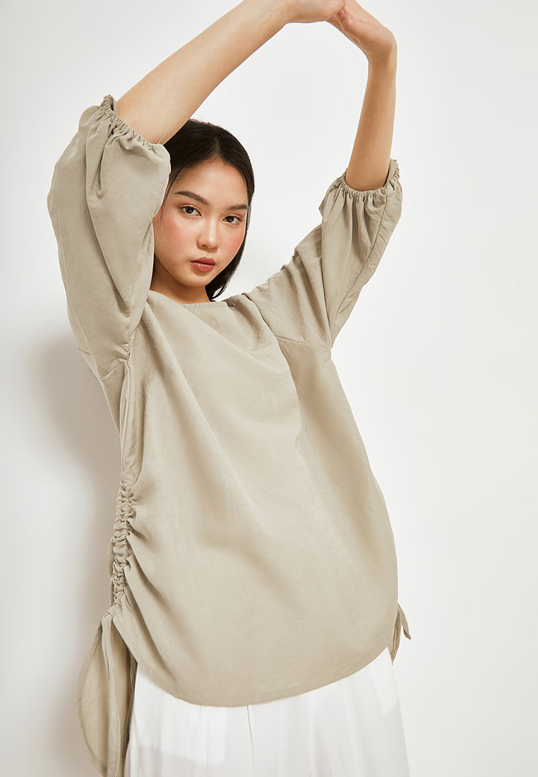 Best Price ~ REIKA Puff Drawstring Blouse - Green