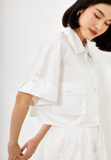 Best Price ~ MARIKO Oversized Crop Shirt - White