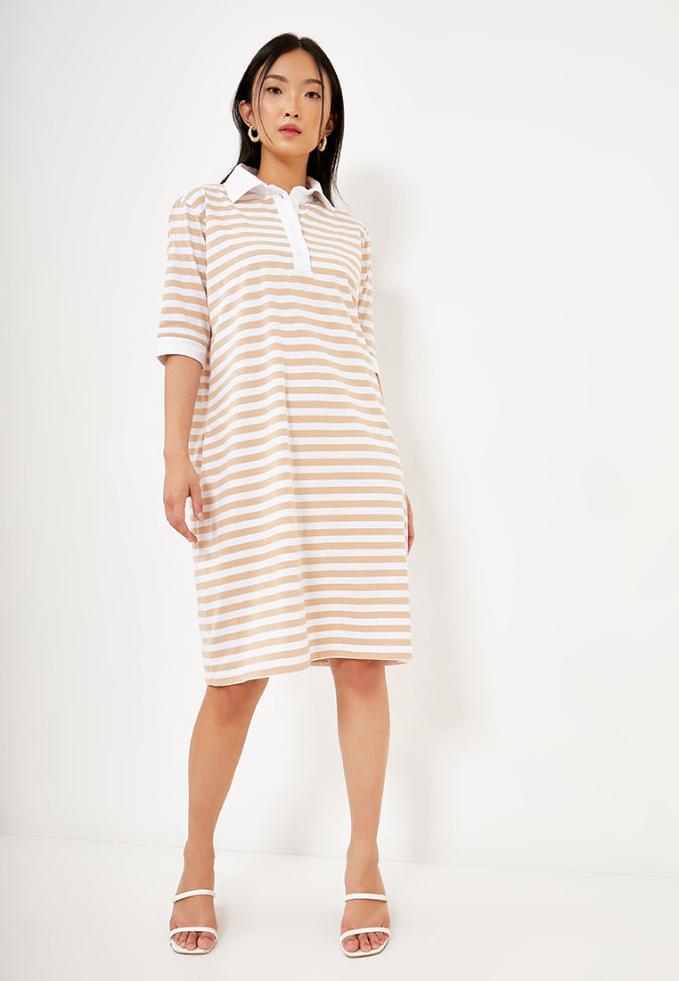 Best Price ~ HANAN Stripe Polo Dress - Cream