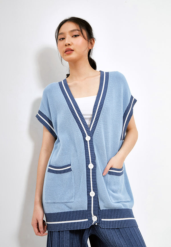 Best Price ~ TOMOKO Color Knitted Vest - Denim