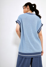 Best Price ~ TOMOKO Color Knitted Vest - Denim