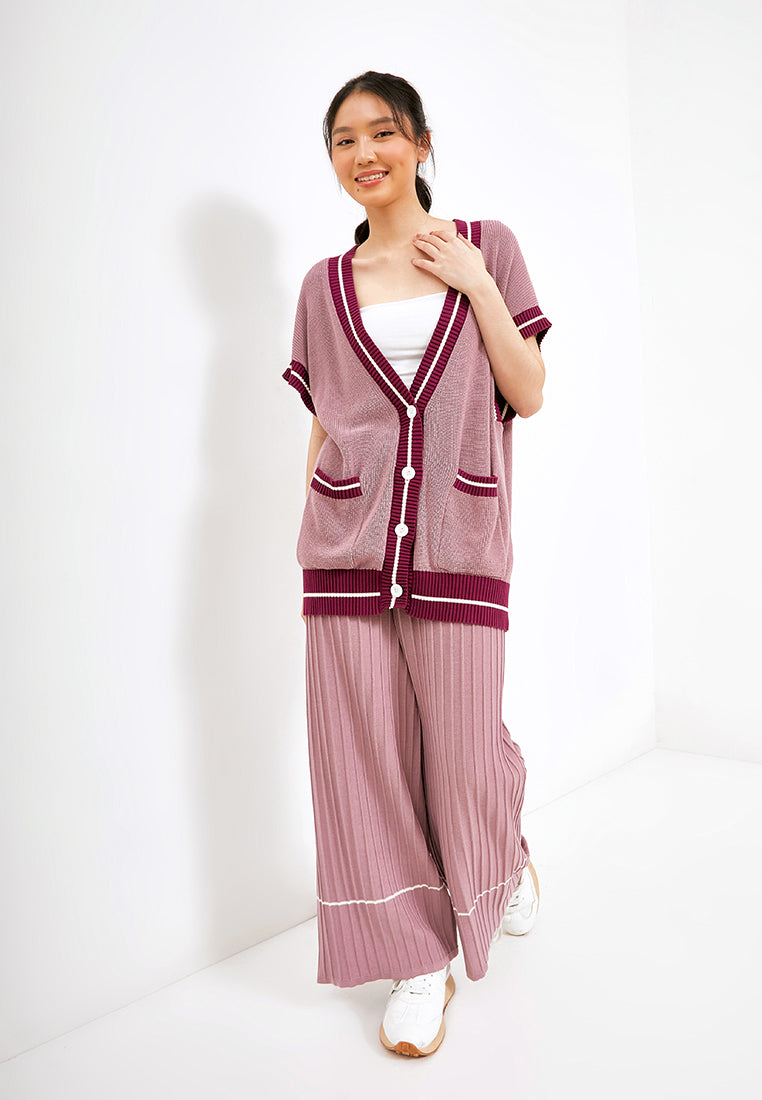 Best Price ~ TOMOKO Color Knitted Vest - Dusty Rose