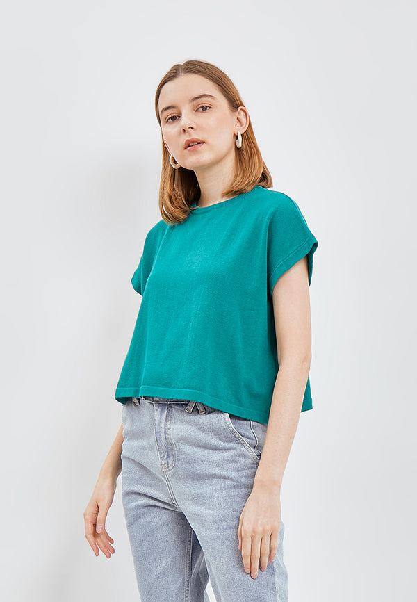 Best Price ~ NAMIE BASIC KNITTED TOP - Green