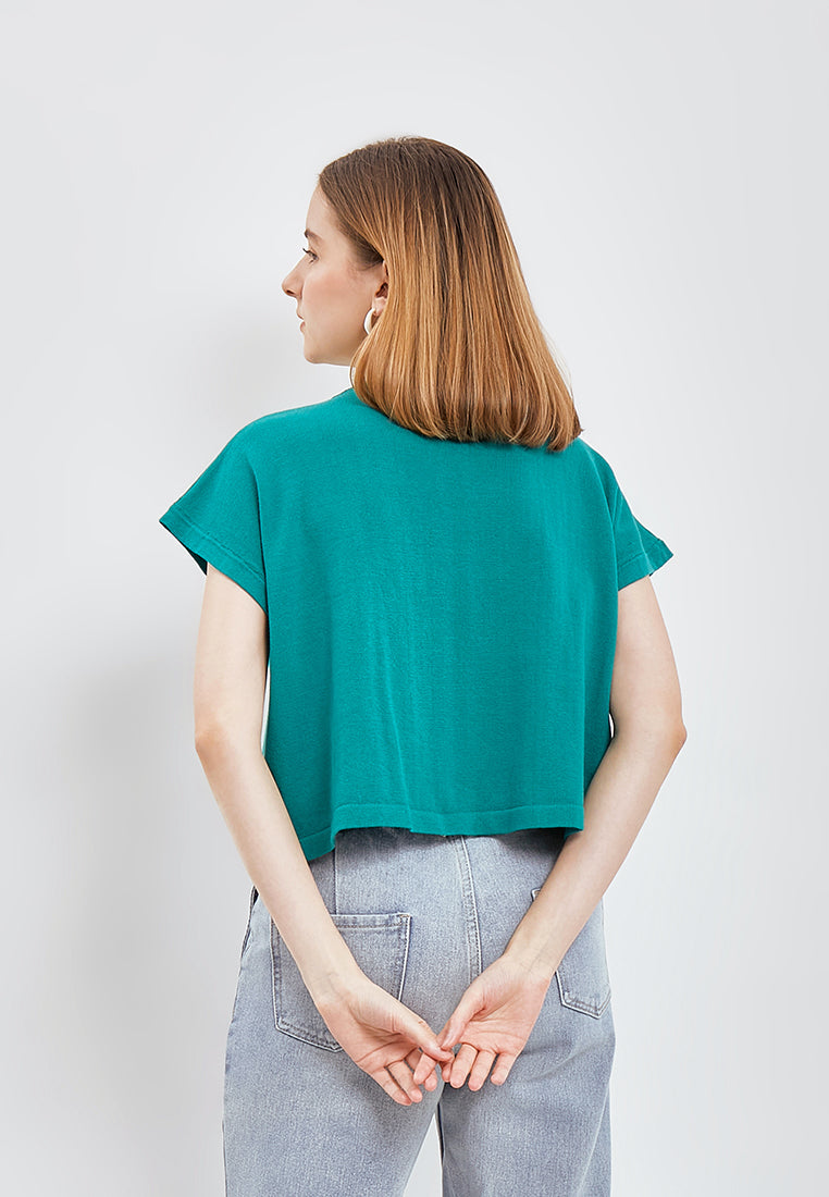 Best Price ~ NAMIE BASIC KNITTED TOP - Green