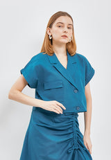 Best Price ~ MIYU Linen Blazer Shirt - Indigo Blue